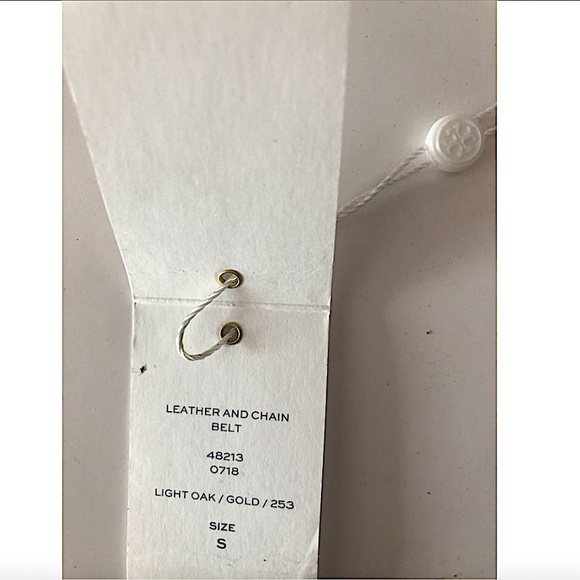 Tory Burch Women's  Leather Chain Belt. Color: Light Oak/Gold - Picture 6 of 6